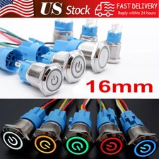 2PCS Latching Push Button Power Switch 16mm 12V LED ON OFF Waterproof Stainless