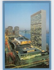 Postcard Night View United Nations Headquarters USA