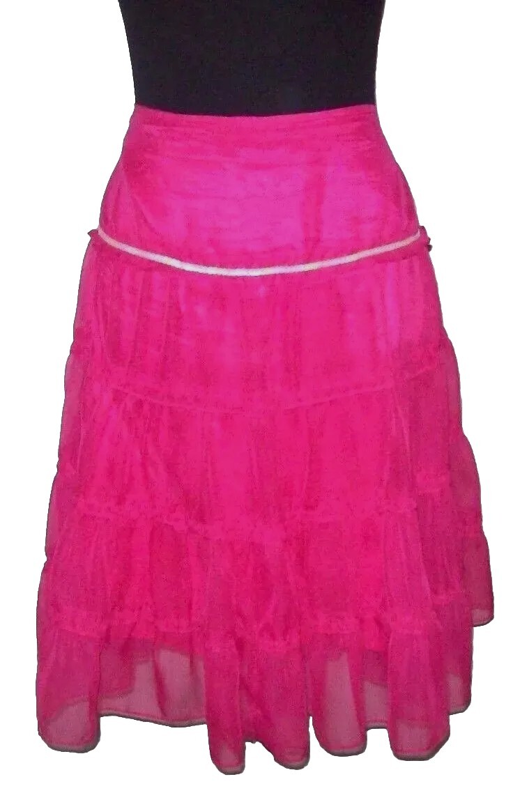 NYC様 ECI Girl New York Skirt Sz S Pink Layered Silk y Chiffon Dress