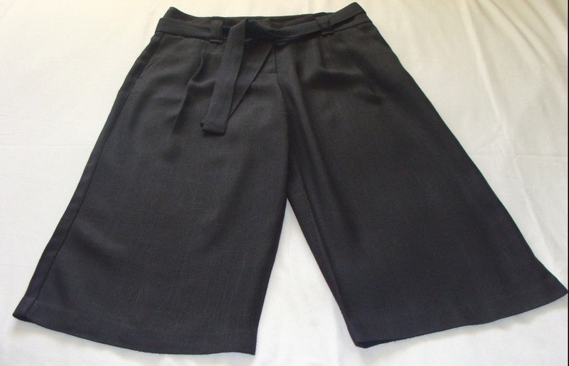 THE LIMITED Med-Dark Gray LINEN Look "CASSIDY" Belted WIDE Leg CROP Pant Sz 6