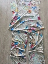 Johnny Was Wildflower Sleep Wear Night Lounge Lingerie Cap Sleeve Crop Set M NEW