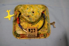 METTOY Playthings Tin Litho Wind-Up Train and Airplane Set Made in Britain WORKS