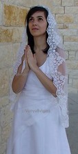 COMMUNION LACE VEIL MANTILLA IN FINGERTIP, FLOWERGIRL SPANISH BRIDAL VEIL