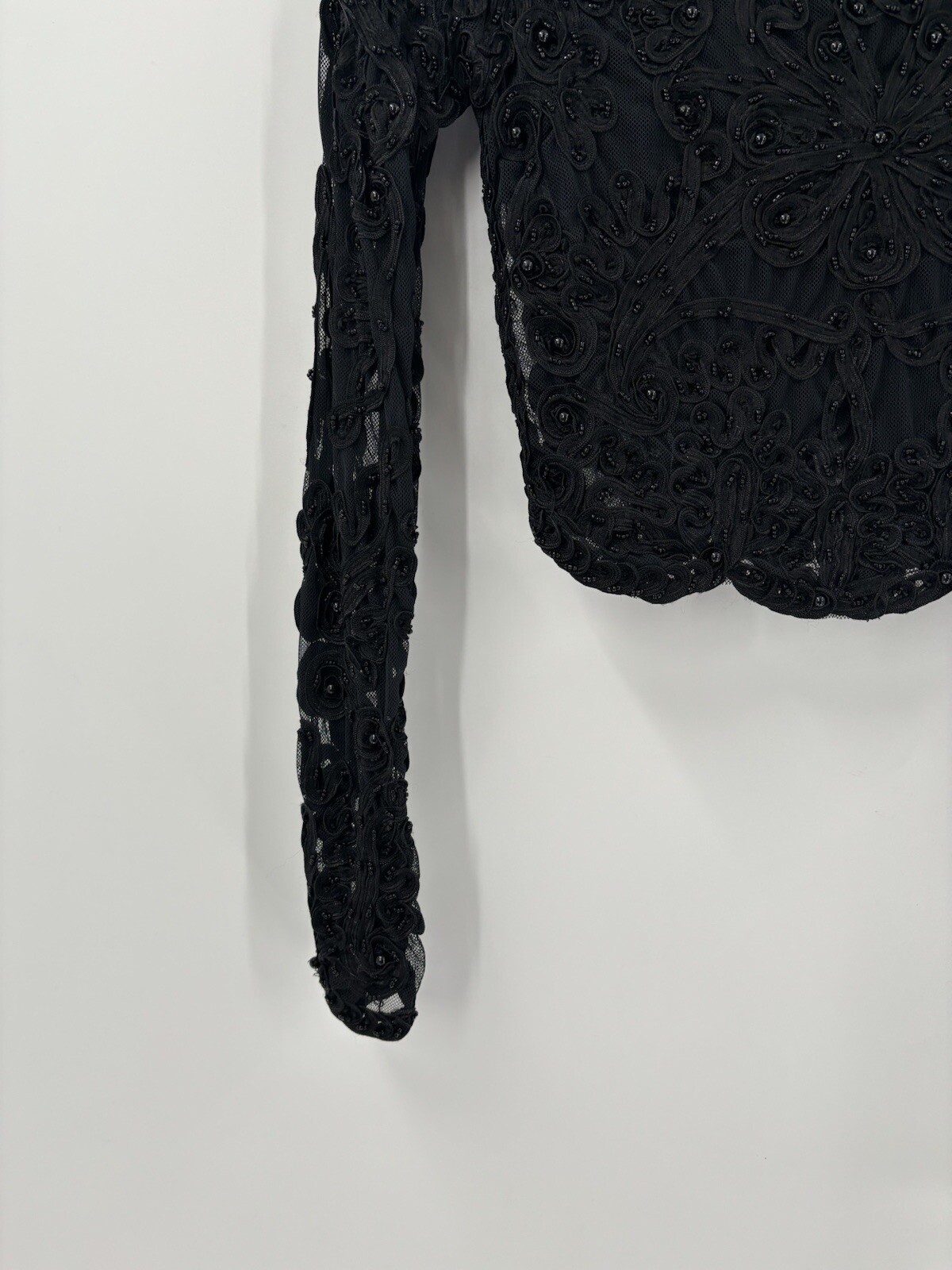 Cache Jacket Womens Medium Black Sheer Beaded But… - image 12