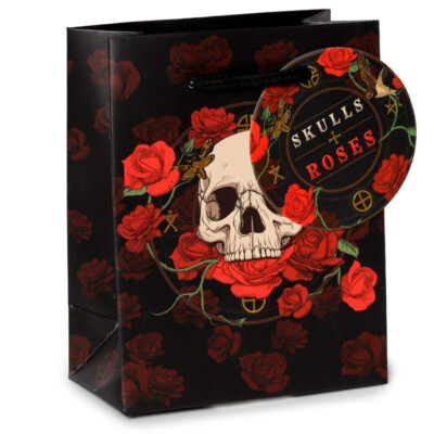 Puckator Totenköpfe und Rosen rote Rosen Geschenktüte klein Neu!