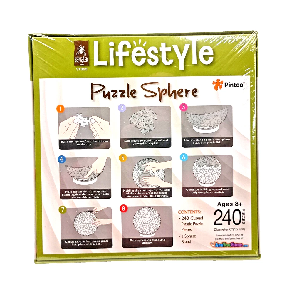 Nuevo PUZZLE CALAVERA ESFERA 3D con varios tatuajes 240 piezas estilo de vida desconcertado #31023 Foto 2 de 4