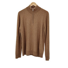 Quince Men Mongolian Cashmere Quarter Zip Sweater Sleeved Top Teak M