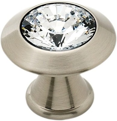 Alno C214-CLR/SN Swarovski Crystal 1 1/4'' Crystal Knob Satin Nickel