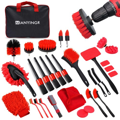 #ad MIANYINGR 32Pcs Car Detailing Kit Auto Detailing Brush Set and Drill Brush A $40.99