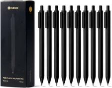 Kaco 10 Pieces Ballpoint Pens PURE, Black Ink, 1.0 mm Medium Point, 10 Count Pac