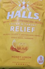 HALLS Relief Honey Lemon Cough Drops 3 X 30 Count 90 Menthol Lozenge Pack