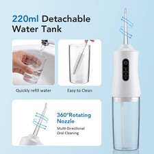 Cordless Rechargeable Water Dental Flosser Oral Irrigator with 3 Modes, 220mL