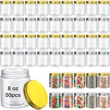 50 Pcs 8 oz Round Clear Container Jars with Lids Airtight Round Plastic Storage