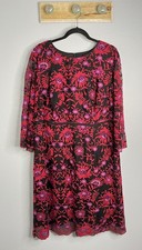 Adrianna Papell Women Black Red Pink Lace Bell Sleeve Dress Lined Size 16W