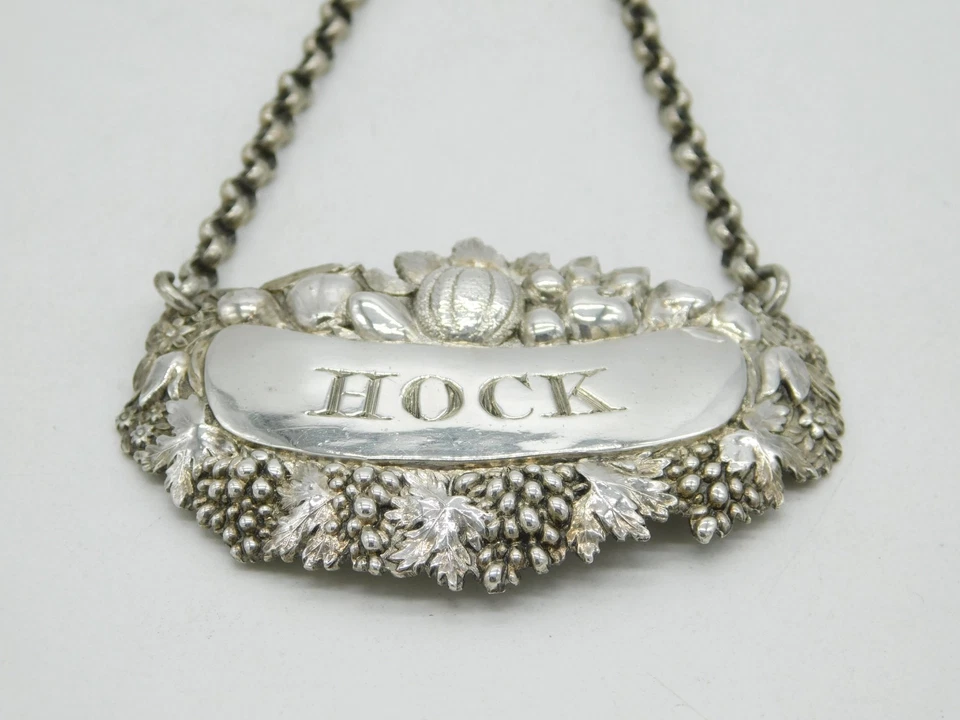George IV Sterling Silver 'Hock' Wine Decanter Label Antique 1824 London — 第 2/4 张图片