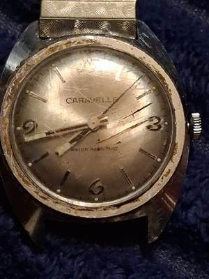 BULOVA  CARAVELLE MENS 7 JEWEL    AUTO WIND 34MM FLIP STRAP WORKS N7