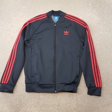Adidas Mens Track Jacket Medium Blue Red Firebird Originals SST Trefoil Bomber