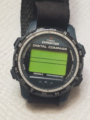 Vtg TIMEX Expedition Digital Compass Indiglo Quartz Men's Watch Non Working V9
