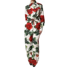 DOLCE & GABBANA Dress White Floral Print Cotton Jumpsuit IT40/US6/S RRP 2630usd