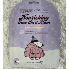 Celavi Peanuts Snoopy Nourishing Face Mask Lavender Collagen Hydrating Sheet