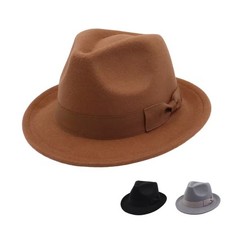 Vintage Fedora Hat Wide Brim Classic Gangster Church Dressy Trilby Unisex Cap