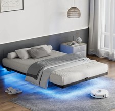 Bettgestell 140x200, Modernes schwebendes Bettgestell USB Ladenschluss LED Bett