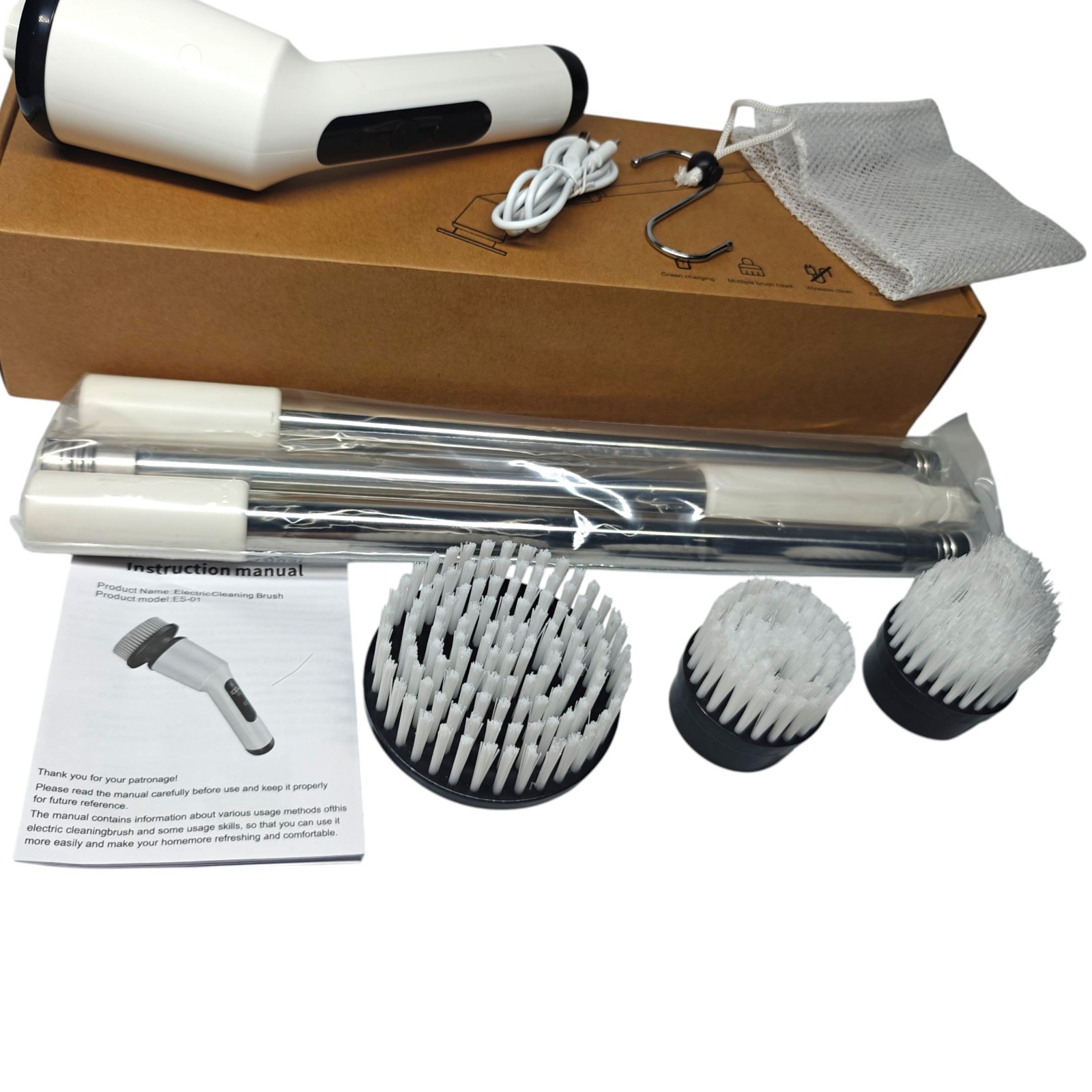 3 IN 1 Electric Spin Scrubber Cordless Power Cleaning Brush Rechargeable Cleaner