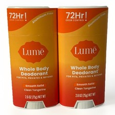 Lume Whole Body Deodorant Clean Tangerine, Solid Stick 2.6 OZ - 2 Pack