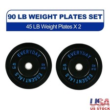 Olympic Weight Bumper Plates Set of 2 Rubber Steel Durable Fitness Equipment New