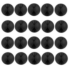 20 Pack Black Silicone Cable Clip Holders Self Adhesive Wire Management Cord