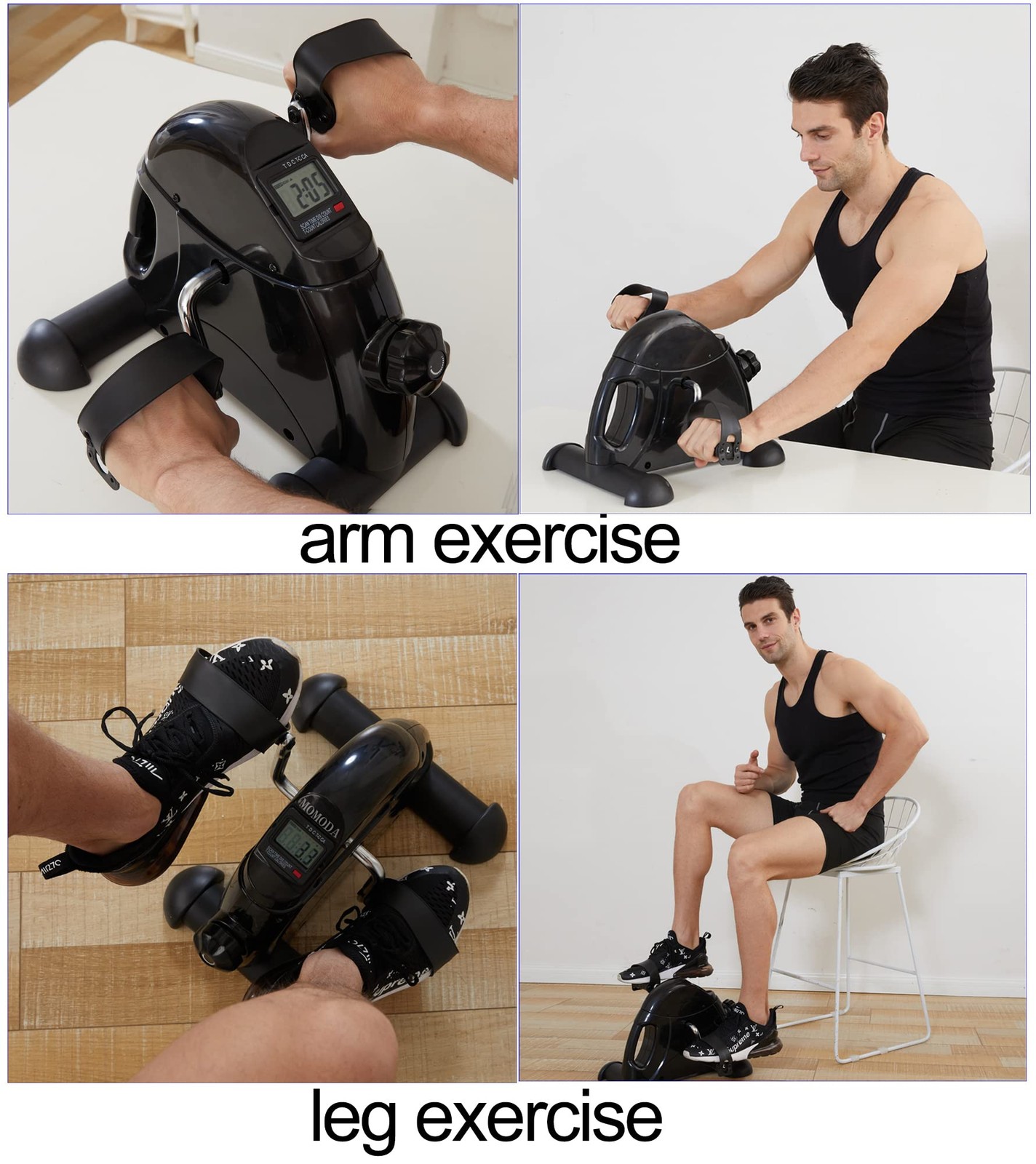 Pedal Exerciser Under Desk Bike Mini Exercise Bike for Leg and Arm Cycling Ex...