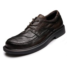 Men's Real Leather Lace Up Oxfords Formal Work Business Casual Round Toe Shoes