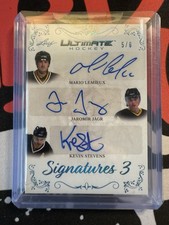 Mario Lemieux / Jaromir Jagr / Kevin Stevins Leaf Signatures 3 Auto /6
