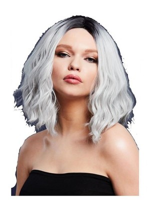 Smiffys Fever Cara Wig, Two Toned Blend, Ice Silver