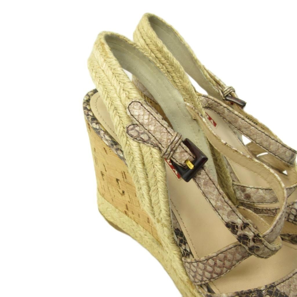 Rare Prada Wedge Sandals Python Leather Beige EU3… - image 4