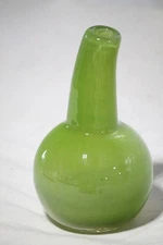 Perfect vintage signed Henry Dean green cased glass vase