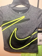 Nike Toddler 2T 2-Piece Dri-Fit T-Shirt  Shorts Set Gray/Lime Activewear