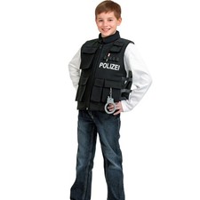 Polizei Kostüm Polizeiweste Schwarz für Kinder Gr. 128-140