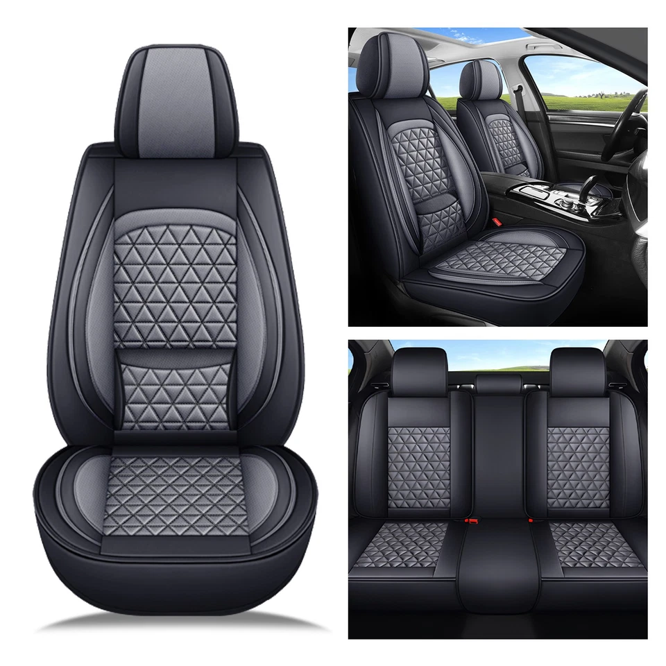 Car Seat Covers Faux Leather for Hyundai Kona 2018-2026 (5 Seats,Black&Grey) Foto 2 de 4
