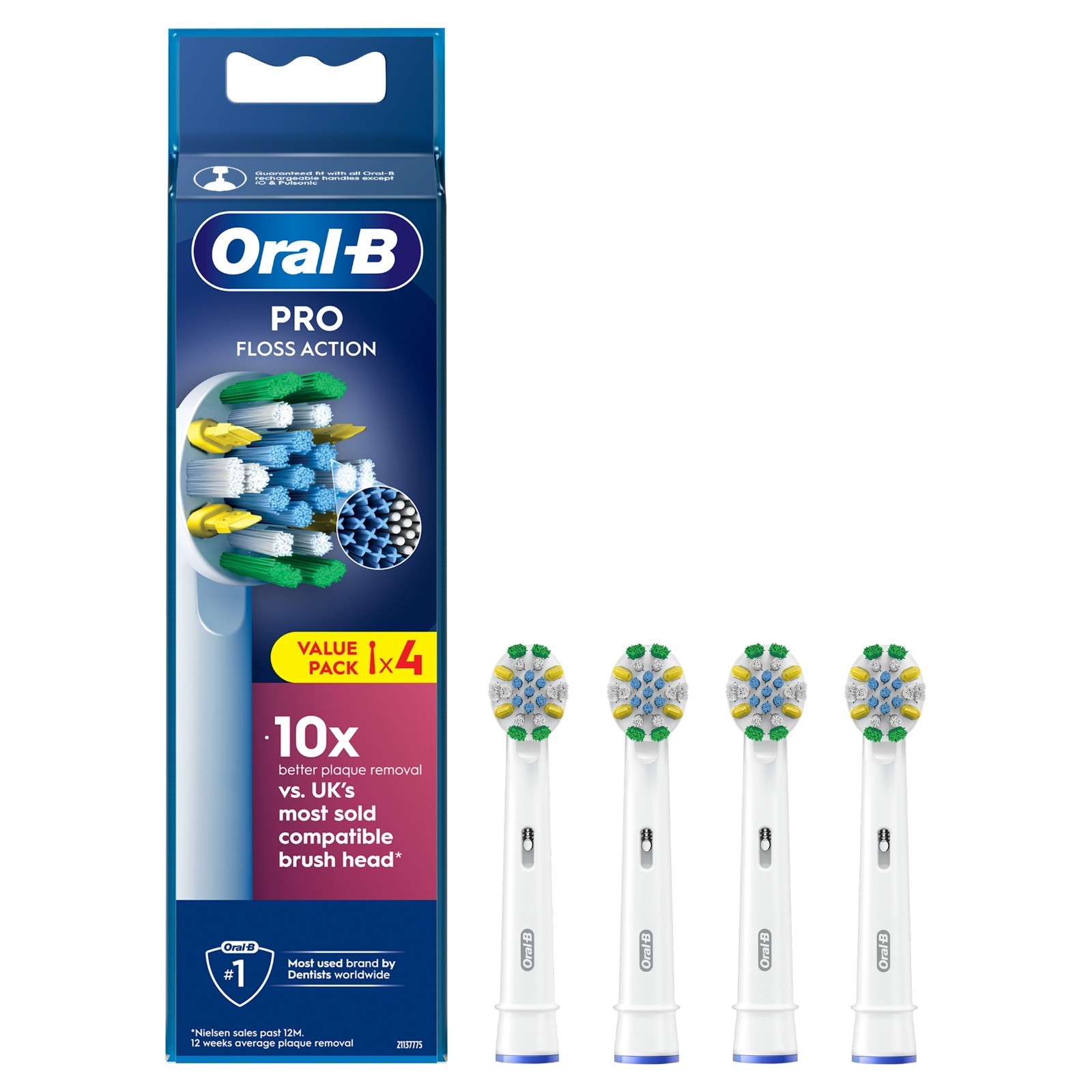 Oral-B Unisex White Oral-B Pro Floss Action Toothbrush Heads Pack Of 4 Counts - Image 5