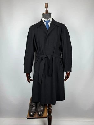 Corneliani Men's Black Super 100's Extrafine Merinos Wool Belted Trench Coat 42