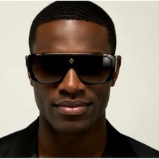 Bold Retro Lion Head Flat Top Sunglasses UV400 Protection Gangster Trendy Gafas