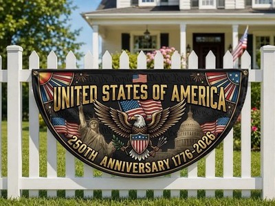 1776-2026 United States 250th Anniversary Fence Flag, Liberty Eagle Decor