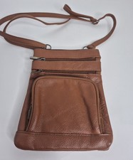 Real Leather Cross body Shoulder Bag Handbag Purse Organizer Pockets 9x7