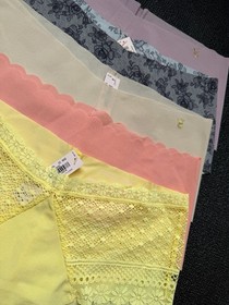 Lot 5 Victoria&rsquo;s Secret sz M No-Show Cheeky Tanga Panty Bundle Pack Cheekini