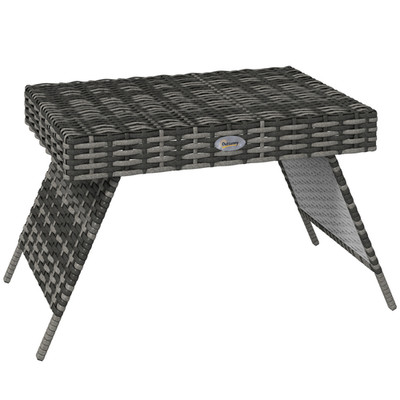 Outdoor Couchtisch hellgrau 60x41cm Kunststoffgeflecht verzinkter Stahl klappbar