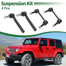 4 Pcs Front Suspension Kit Outer Tie Rod Ends Front Sway Bar Link for Jeep 