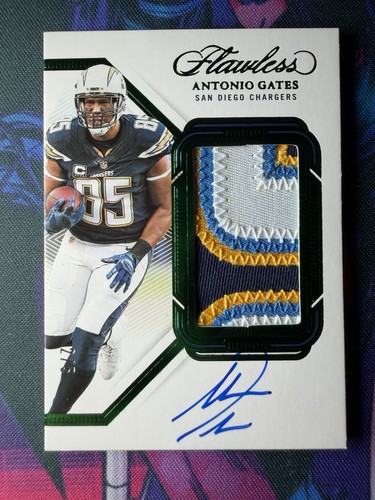 Antonio Gates Panini Flawless 2023 Quad-Color Patch Auto 2/5 Emerald