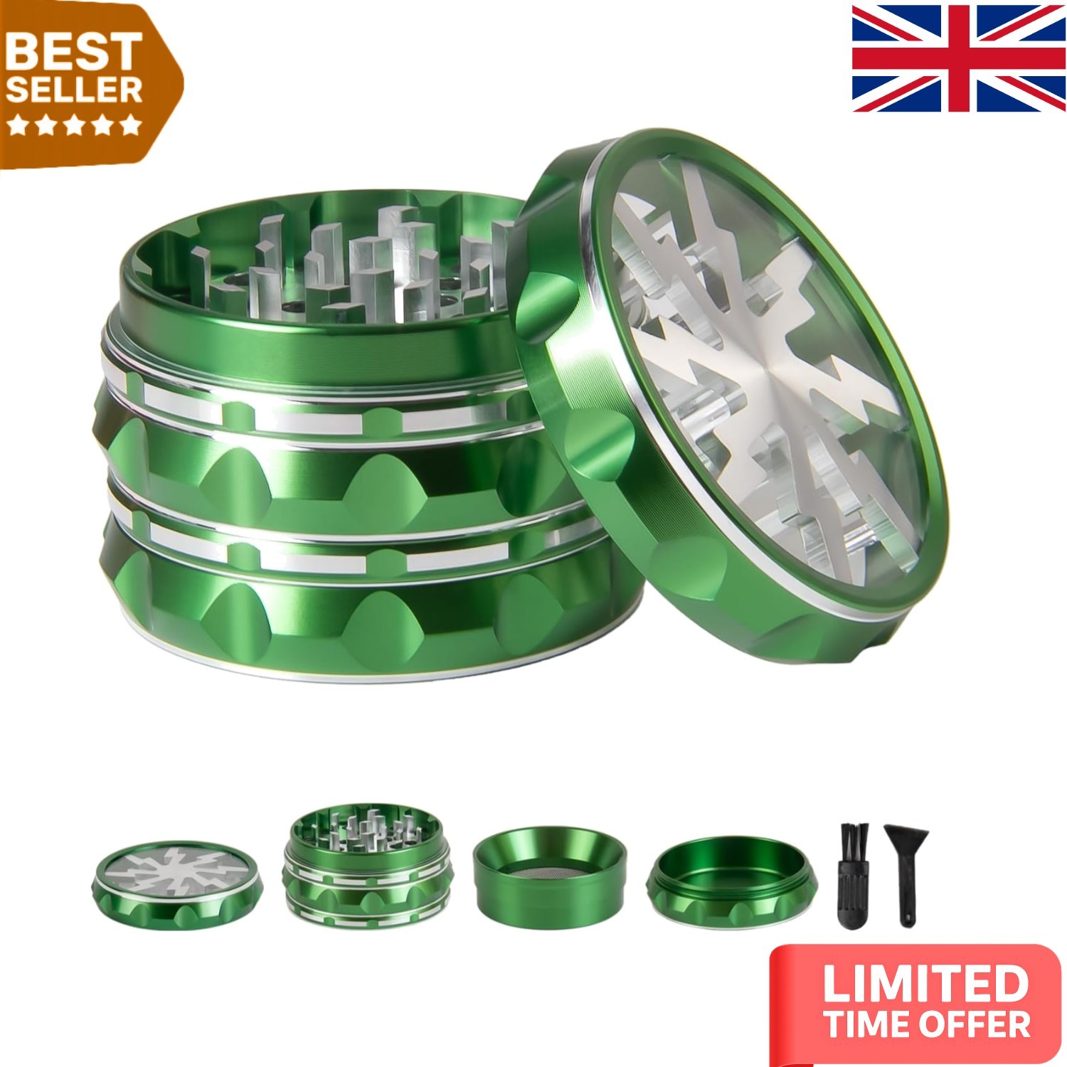 Elegant 2.5'' Clear Top Herb Grinder - 4-Part Aluminum Alloy Design