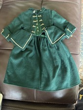 American Girl Felicity's Green Gold Riding Habit Jacket Skirt Outfit Set